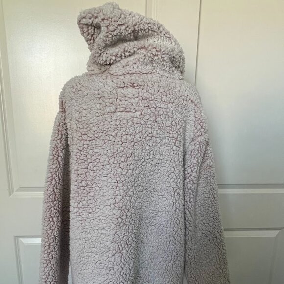 PINK Victorias Secret Pink Sherpa Open Front Hoodie Teddy Cardigan One Size - Picture 12 of 12